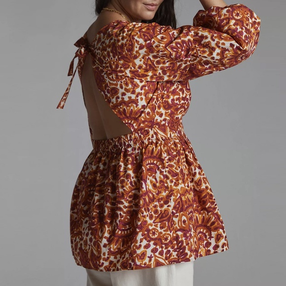 Love The Label Floral Open Back Blouse Anthropologie 2X Plus - Picture 3 of 16